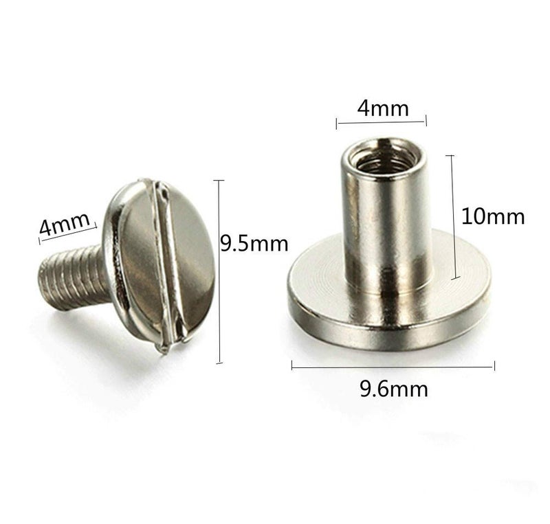 Teng Lang 50Sets Metal Chicago Screws Binding Leather Screw Nail Rivet Button Solid Belt Tack (Silvery, 3/8 Inch) - Image 2